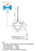 Dimension Drawing Top Motor Frameless 50x10mm fan 3 wire/3 pin connector DF125010BH 3G for V31G - Coolerguys