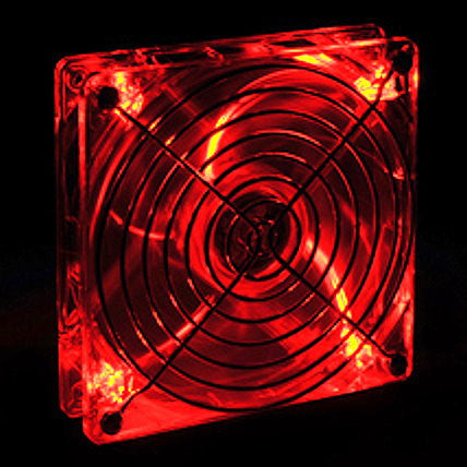 Lian Li 140x140x25mm Crystal Clear Ball Bearing Fan with Red LED CF-1412R - Coolerguys