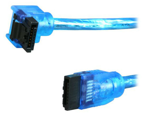 Sata III Premium Cable 10" UV Blue Straight to Right Angle OK10A3RUB12 - Coolerguys